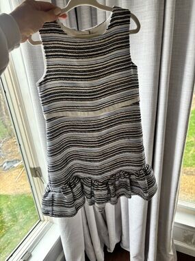 Janie and Jack Black and White Striped Ruffle Hem Dress